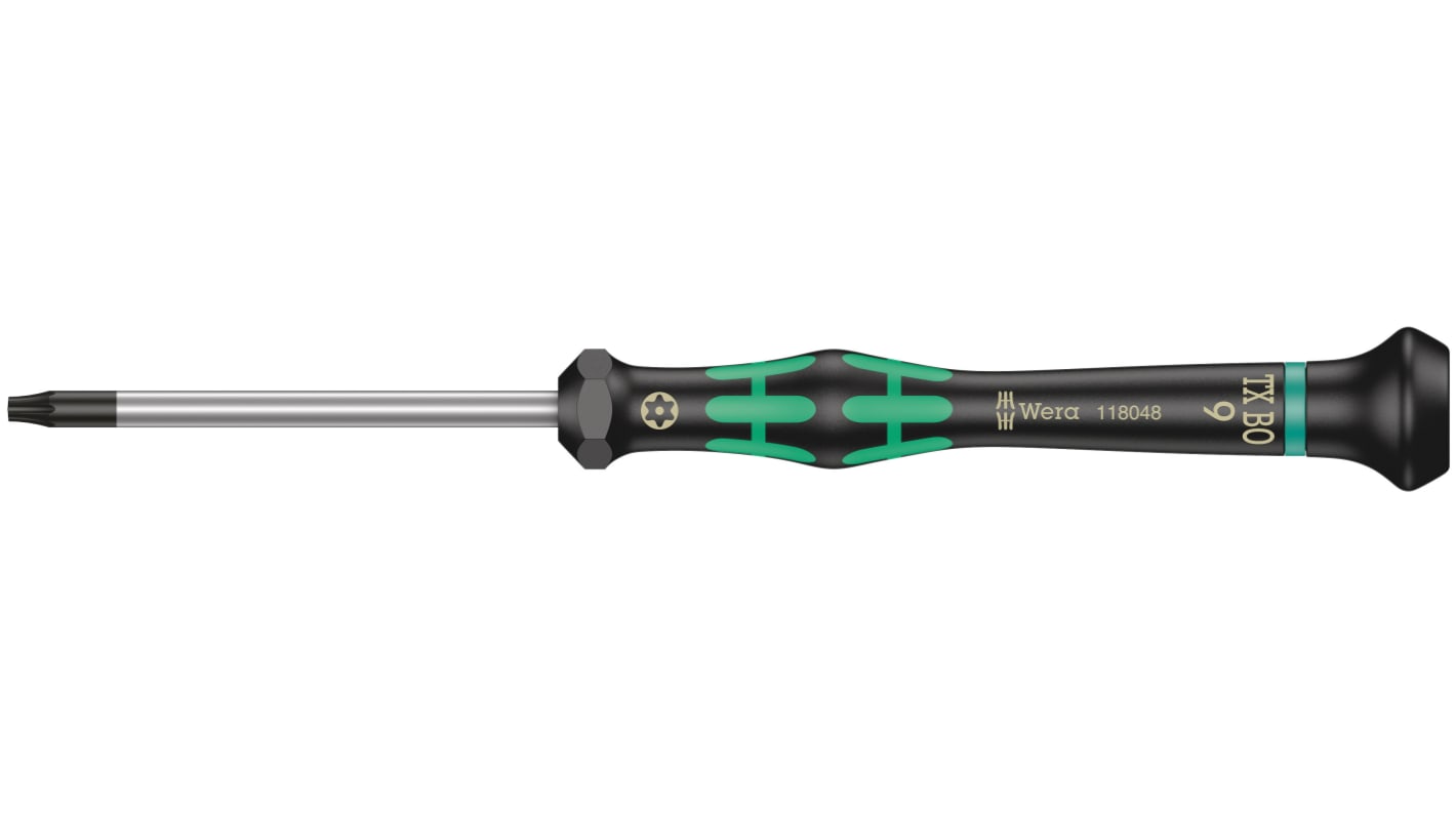 Wera Tamperproof Torx Precision Screwdriver, T9 Tip, 60 mm Blade, 157 mm Overall