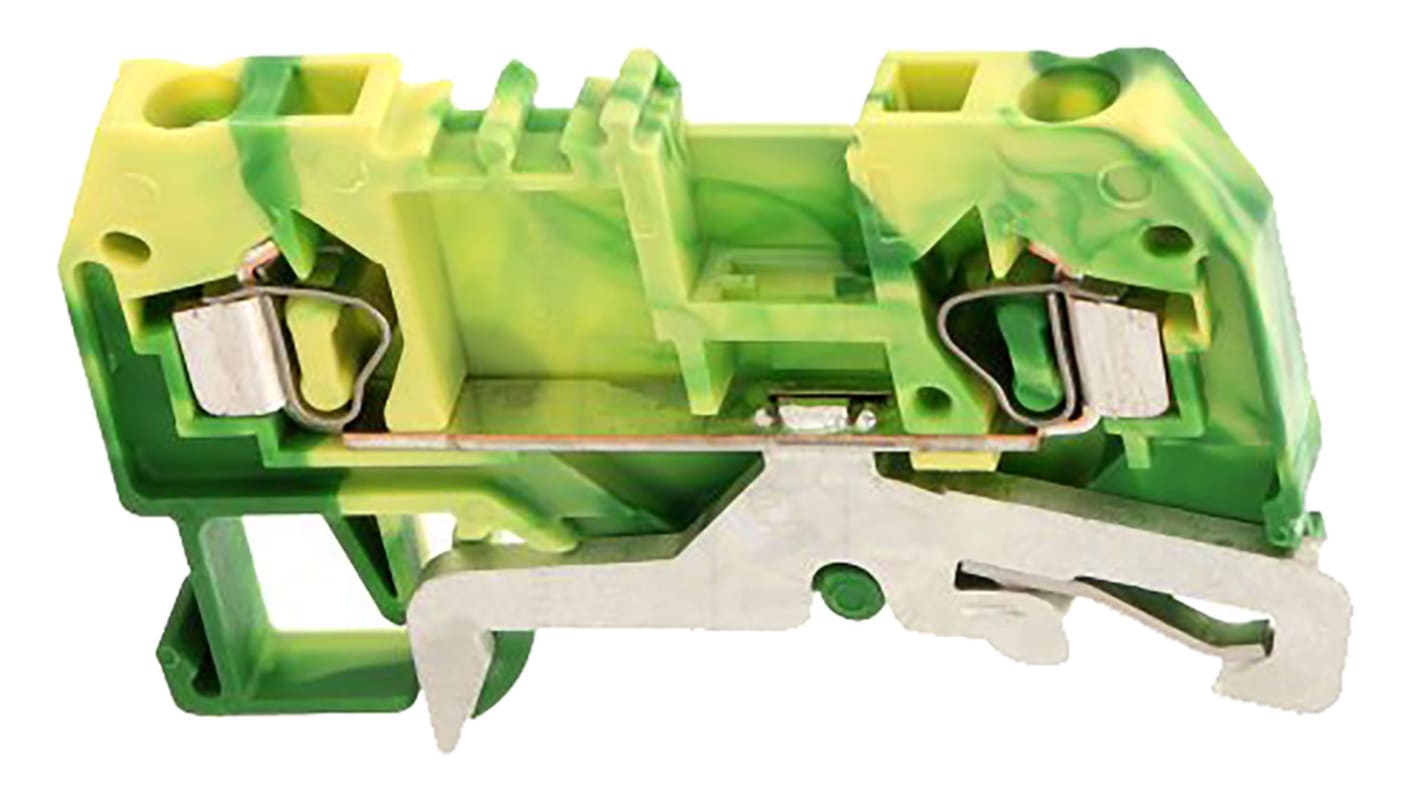WAGO 280-907 280 Series Green/Yellow, 2.5mm², Single-Level, Cage Clamp Termination