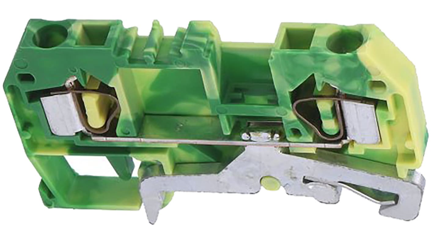 WAGO 281-907 281 Series Green/Yellow, 4mm², Single-Level, Cage Clamp Termination