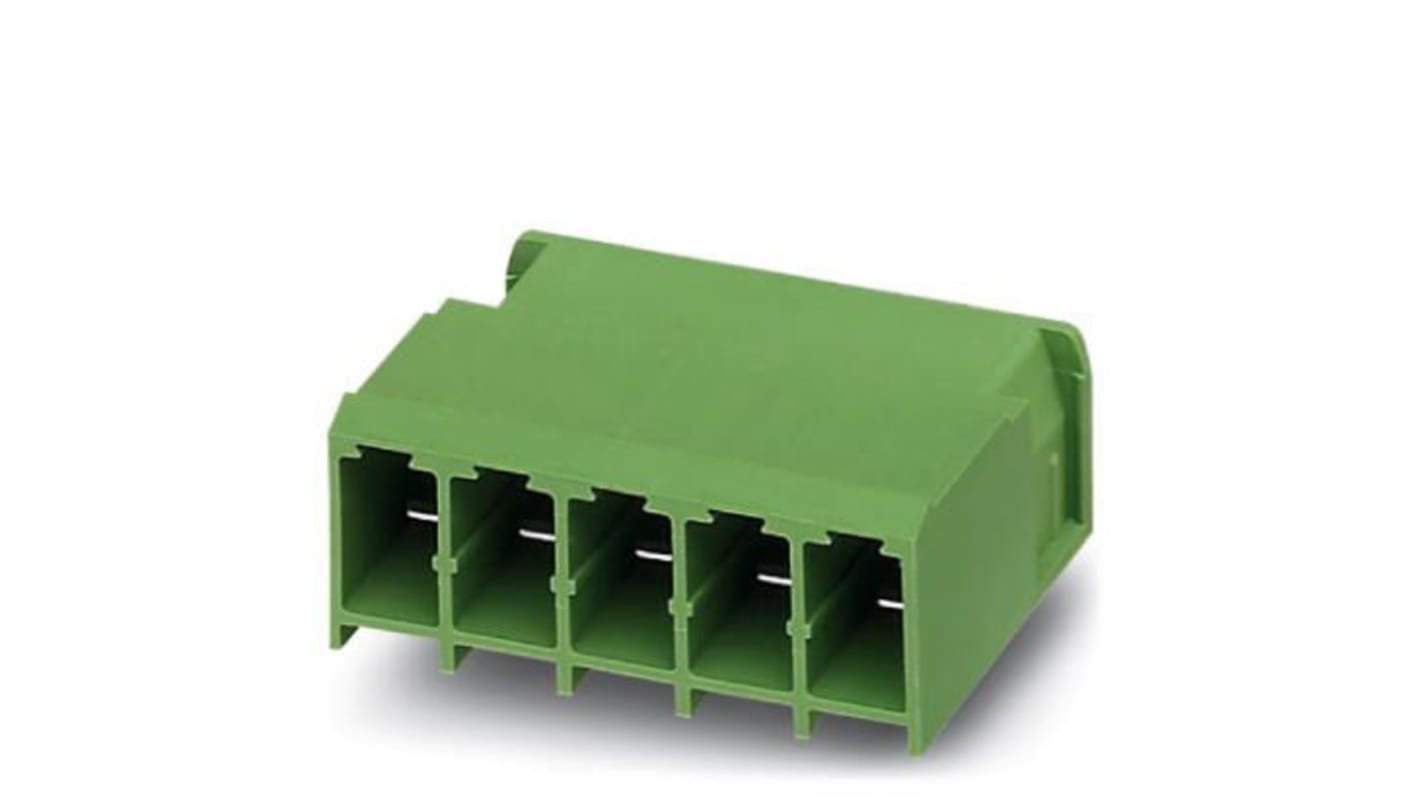 Phoenix Contact, 7.62mm Pitch, COMBICON PC, 2 Way, Right Angle, Pluggable Terminal Block, Header, Solder Termination,