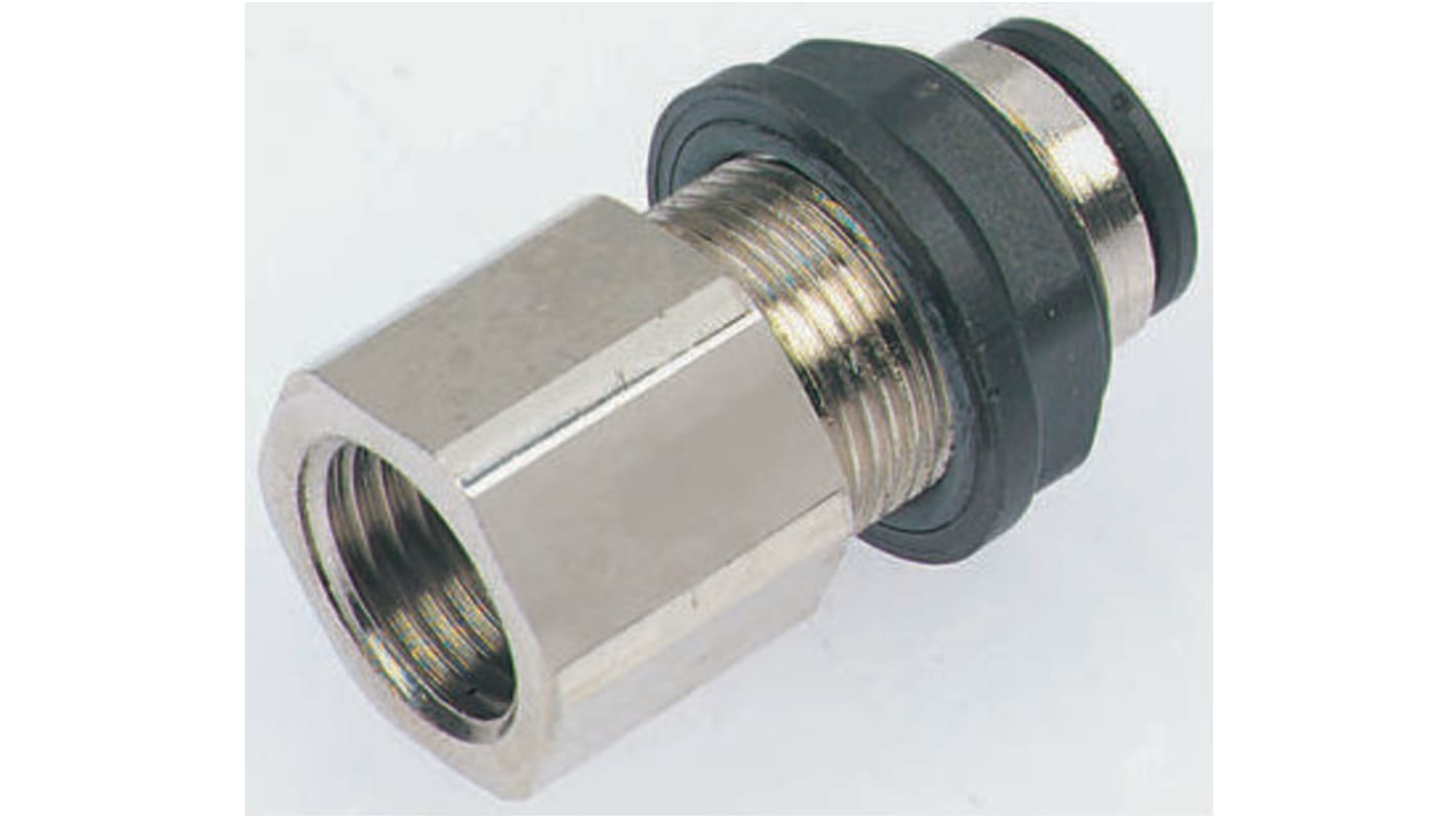 Legris LF3000 Series Bulkhead Threaded-to-Tube Adaptor, G 1/8 Female to Push In 4 mm, Threaded-to-Tube Connection Style