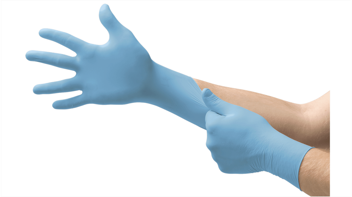 Ansell 92-670 Blue Powder-Free Nitrile Disposable Gloves, Size S, 100 per Pack