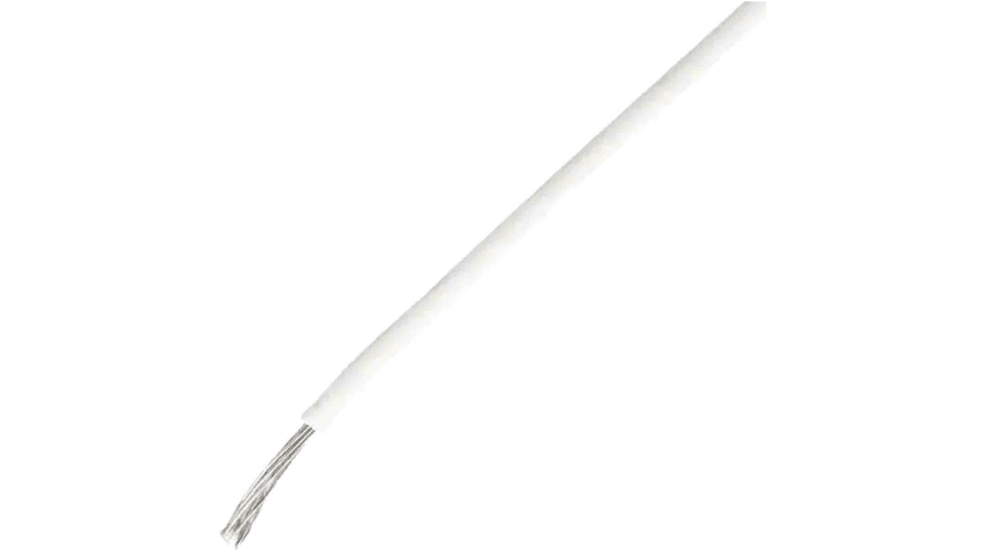 TE Connectivity 白色恶劣环境电线, 1.3mm², 100m长, 16 AWG, 600V, 最高+150°C, ETFE绝缘