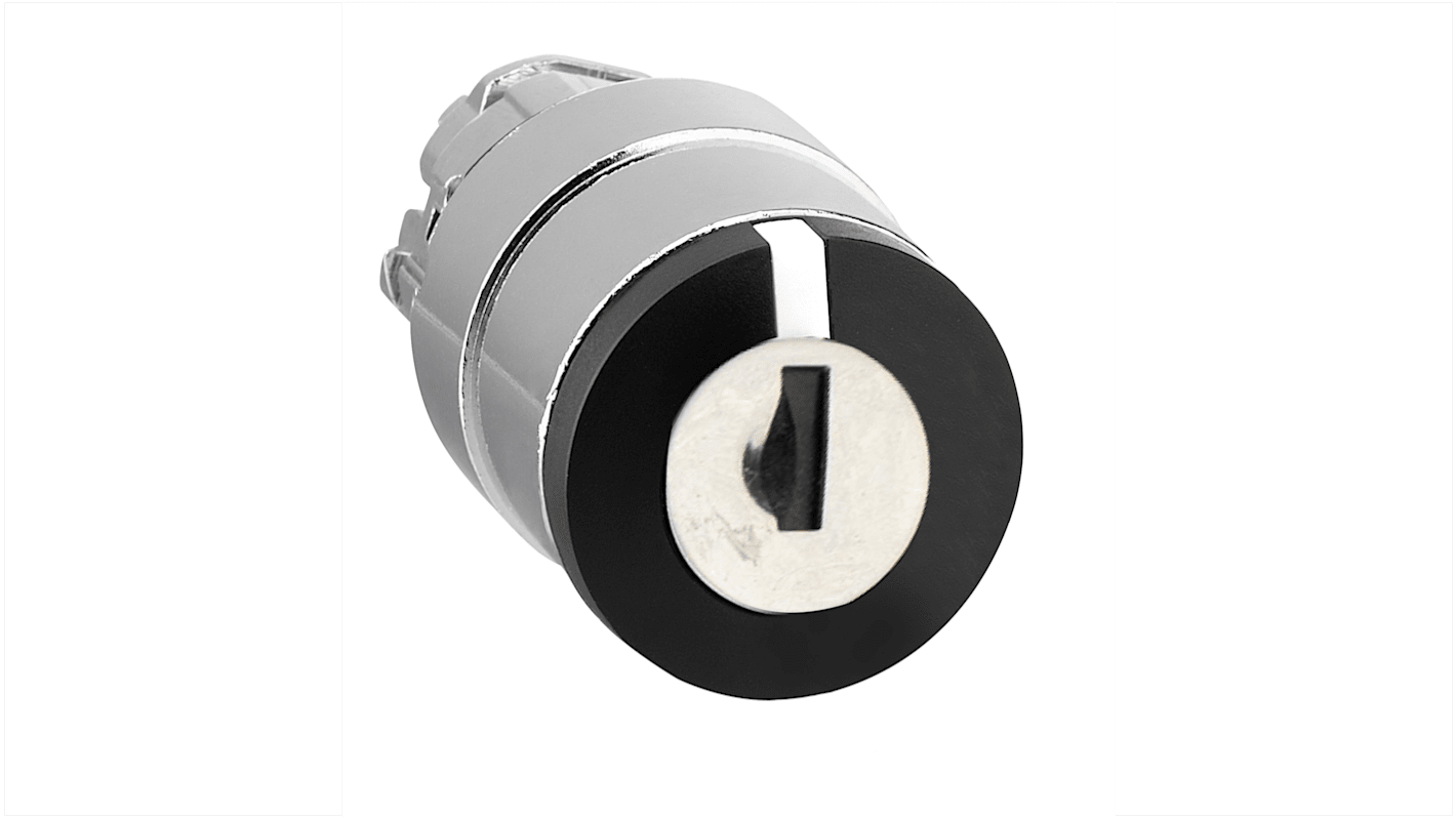 Schneider Electric 455钥匙开关头, Φ22mm开孔, 3档位, 闭锁型操作, 2条钥匙, IP66, IP67, IP69(IP69K), 银色外壳, Harmony XB4系列