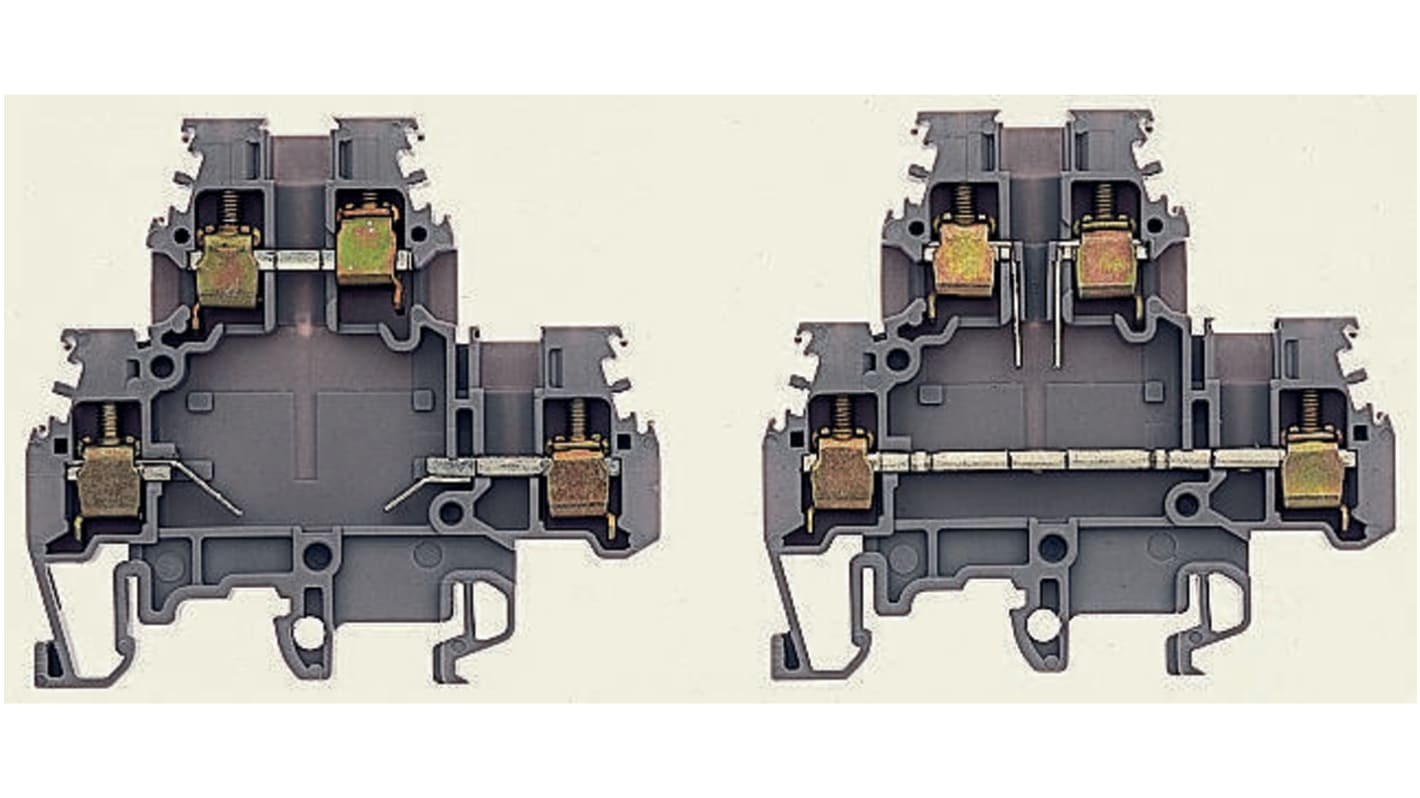 Entrelec SNA Series Grey Feed Through Terminal Block, 4mm², Double-Level, Screw Termination