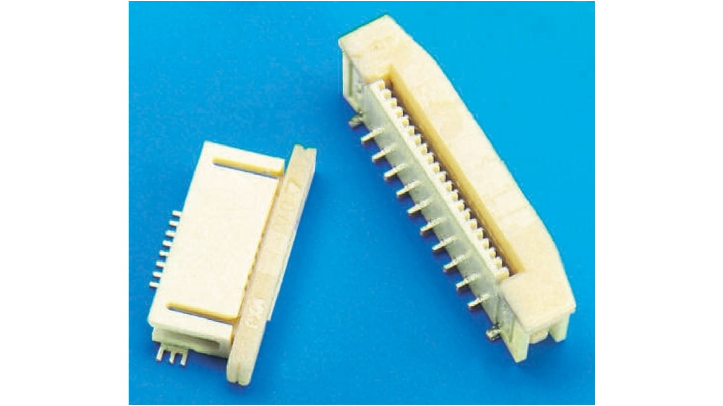 Molex FPC连接器, 母座, 20p, 1mm间距, 单排, SMT安装, 直向, 500mA, 50 V 交流/直流, Easy-On系列