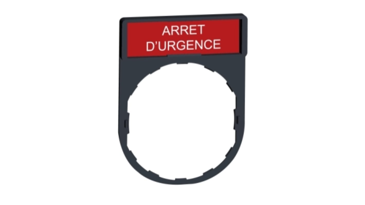Schneider Electric French Language, Legend Holder for Use with XB4 Series, Arrêt d'urgence