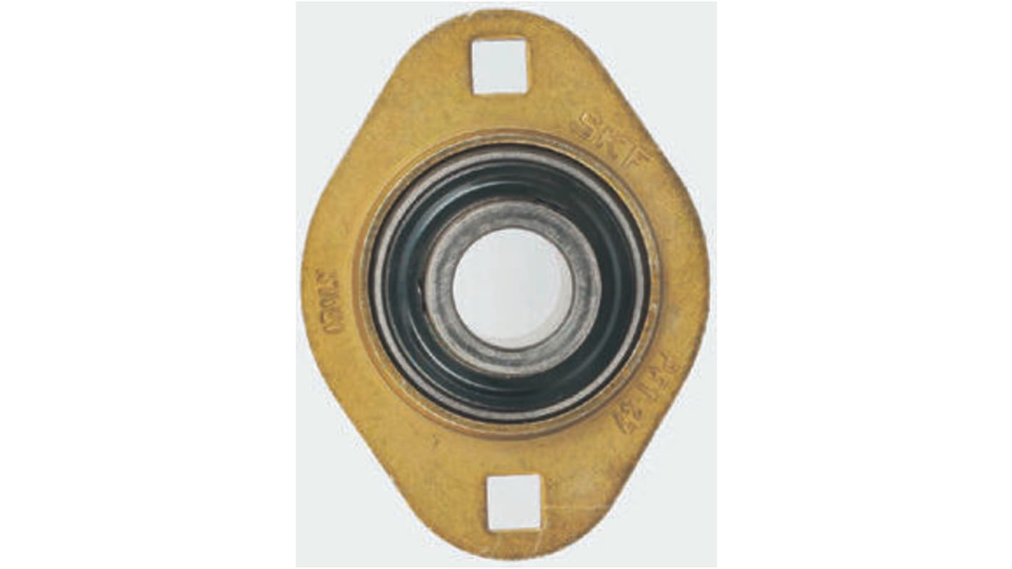 Cuscinetto flangiato SKF, 2 fori di montaggio da 7,1mm, Ø int 12mm, dimensioni 81mm x 27.4mm x 27.4mm, in Acciaio