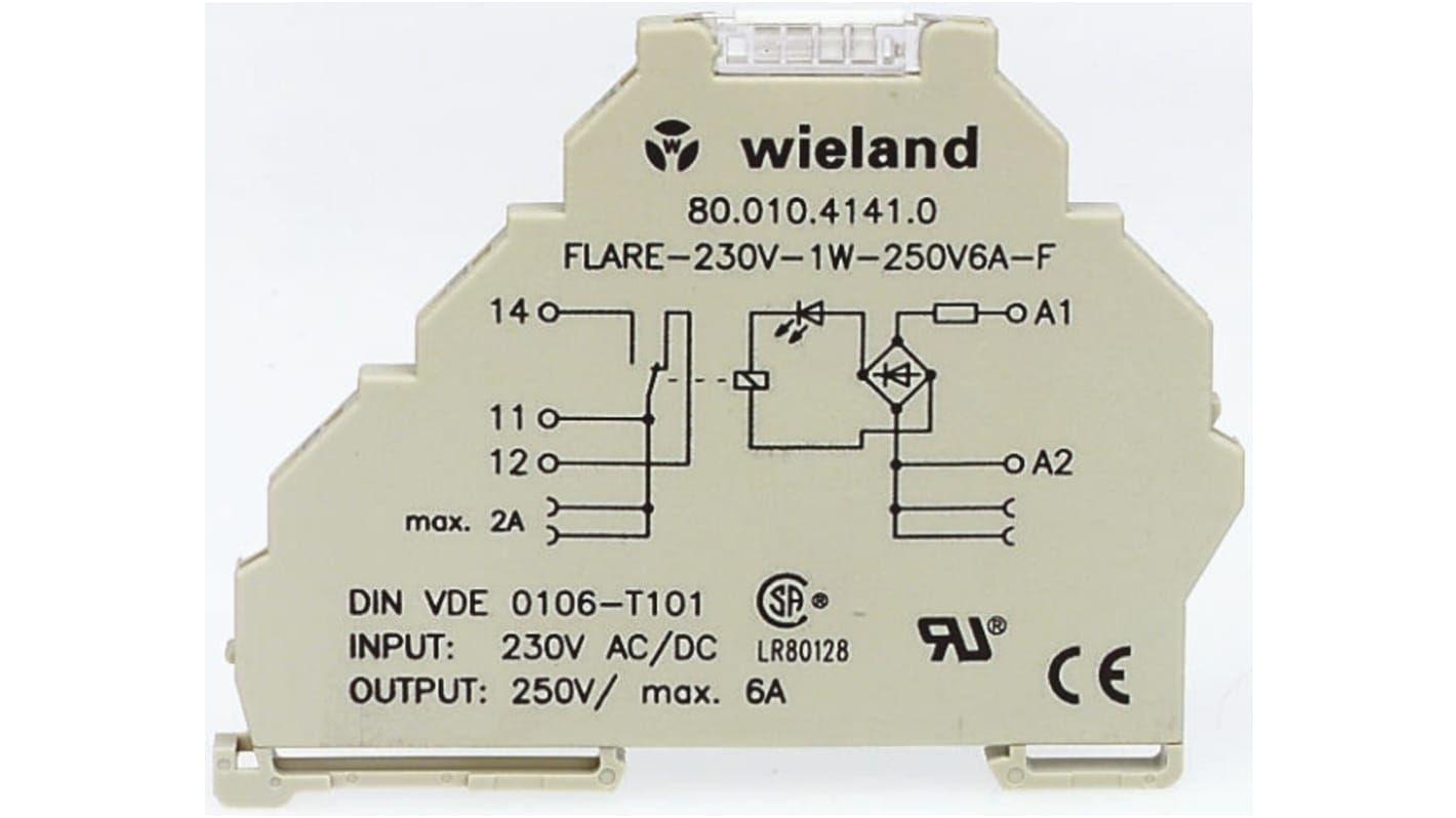 Wieland flare Series Interface Relay, DIN Rail Mount, 110V ac Coil, SPDT, 1-Pole