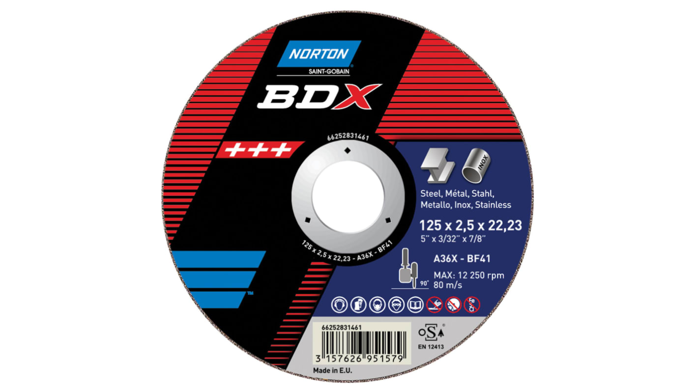 Disco abrasivo in Ossido di alluminio Cutting Disc Norton, Ø 125mm, grana P36