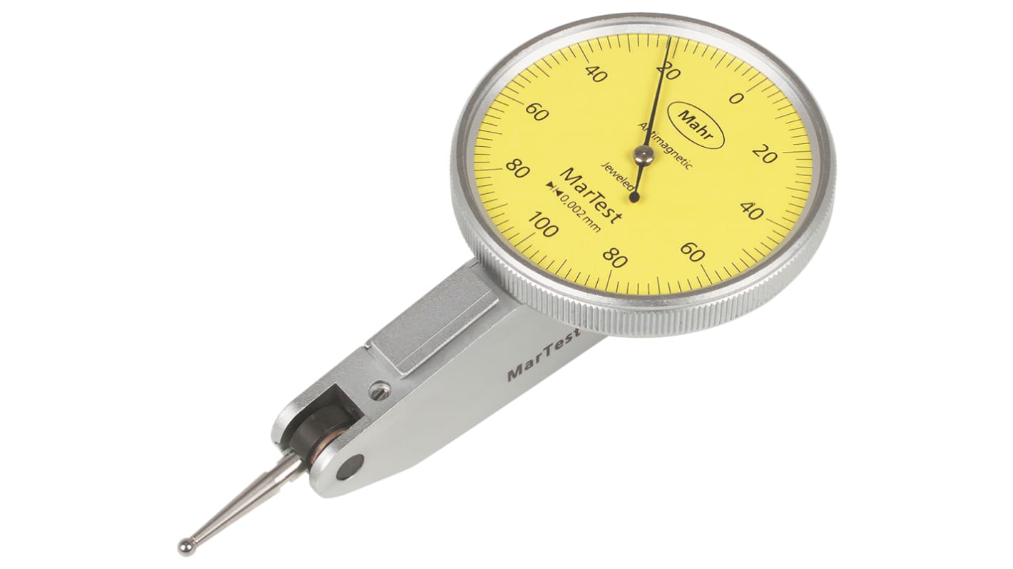 Mahr 4308200RS Metric Lever Dial Indicator, +0.1mm Max. Measurement, 0.002 mm Resolution, ±3.5 μm Accuracy With UKAS