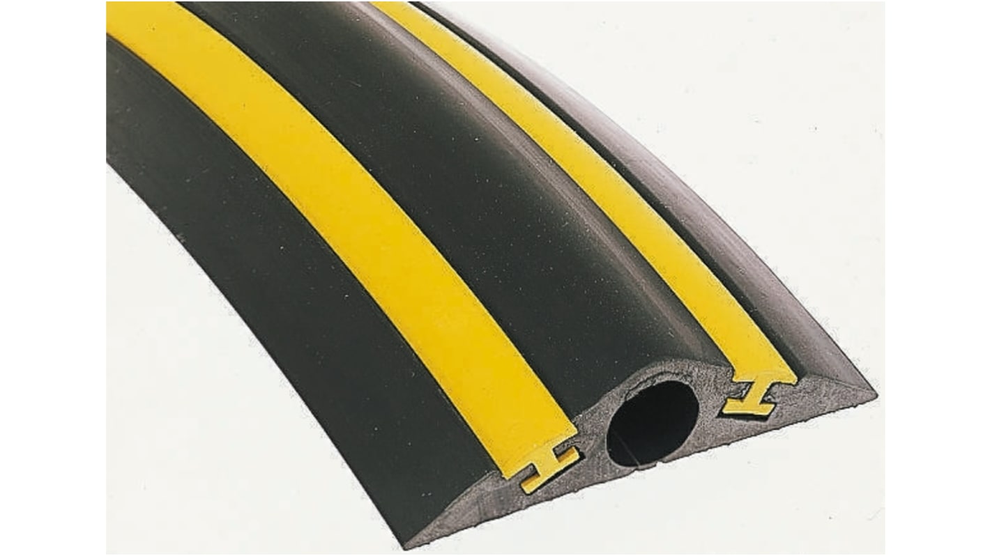 RS PRO 4.5m Black/Yellow Cable Cover in Rubber, 20mm Inside dia.