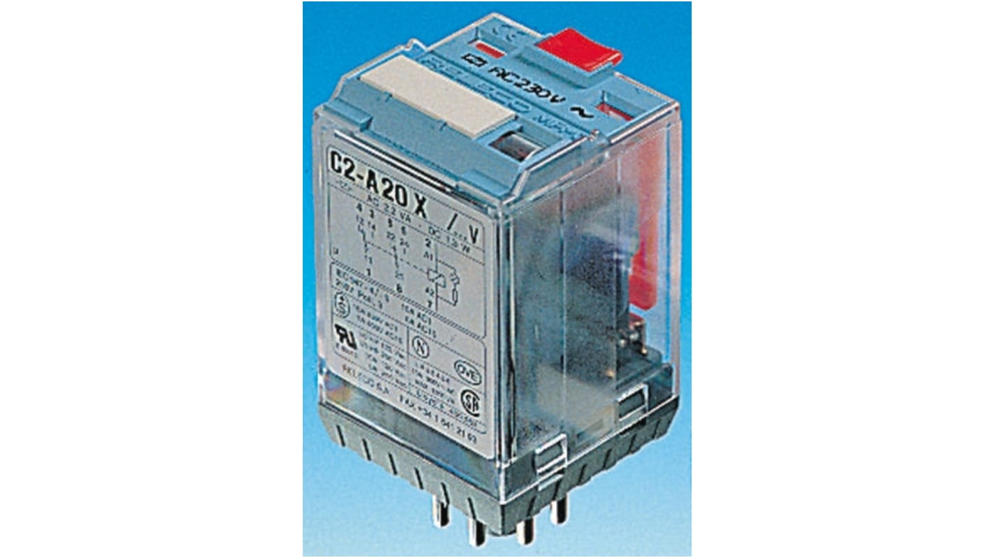 Releco Plug In Power Relay, 230V ac Coil, DPDT