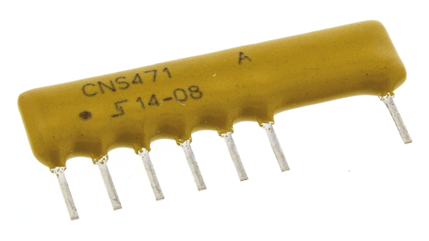 Vishay SIP直插排阻, 9 MΩ, 6个电阻, 0.6W, 7个端子, ±0.1%容差, 共形外壳, CNS 471系列