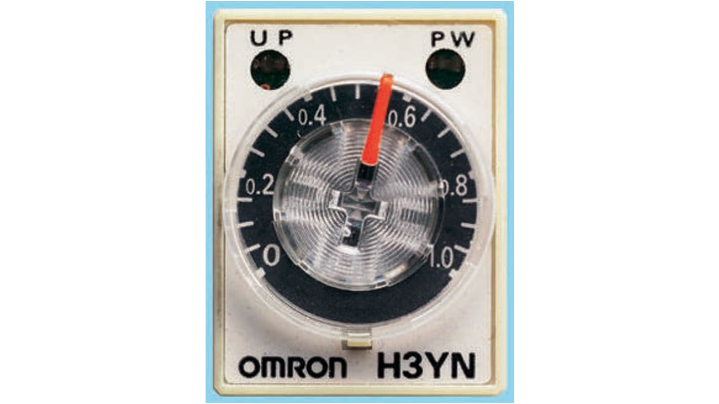オムロン シングル タイマーリレー, 0.2s, 200 → 230V ac, DINレール, 表面実装, H3Y シリーズ