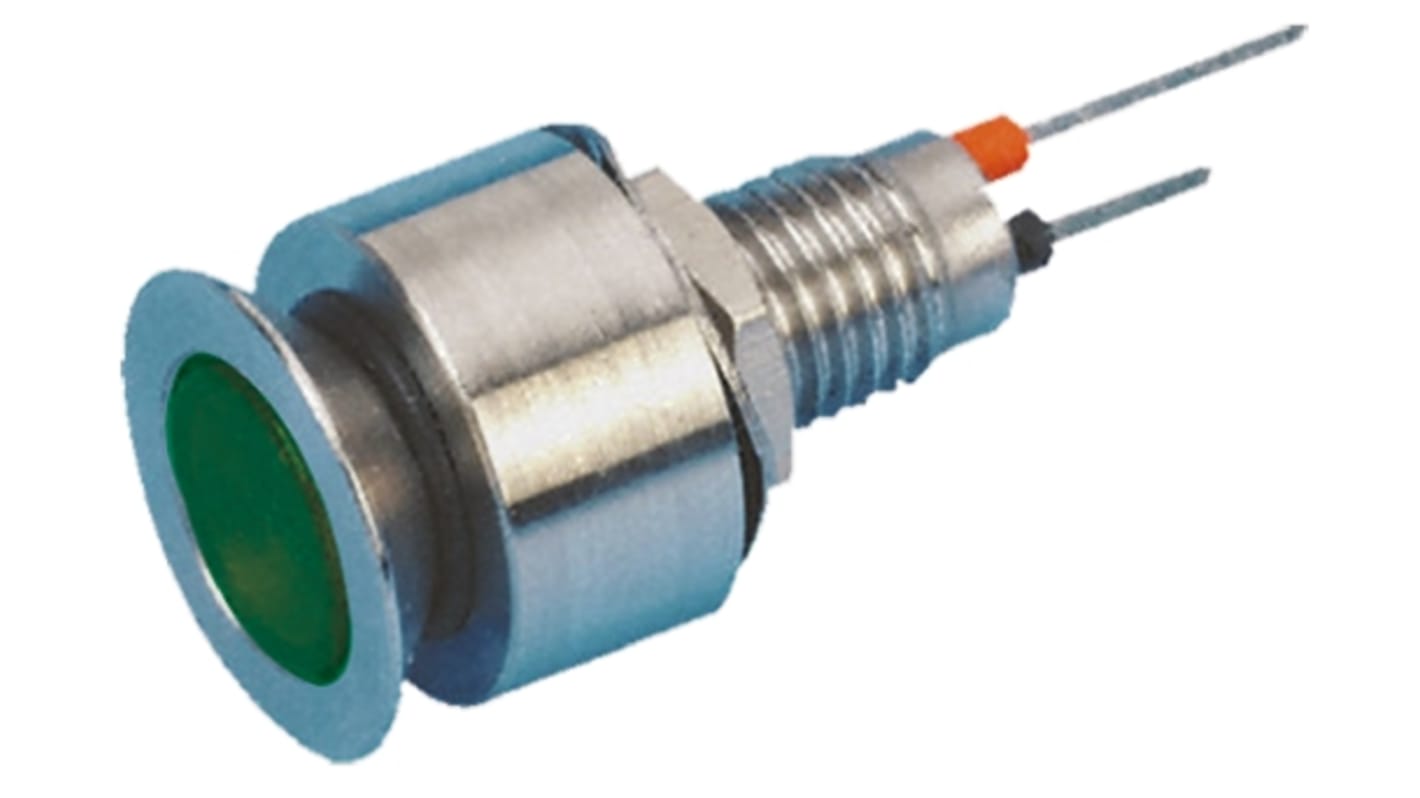 Indicatore da pannello Marl Verde  a LED, 24V cc, A filo, foro da 6.1mm