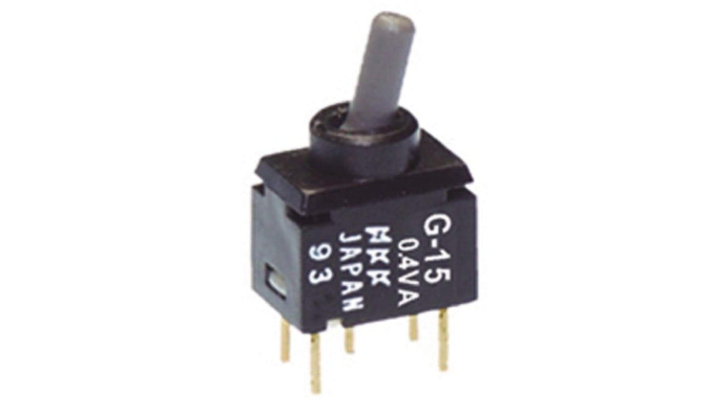 NKK Switches トグルスイッチ, (On)-On, SPDT, 100 mA @ 28 V ac/dc, PCB