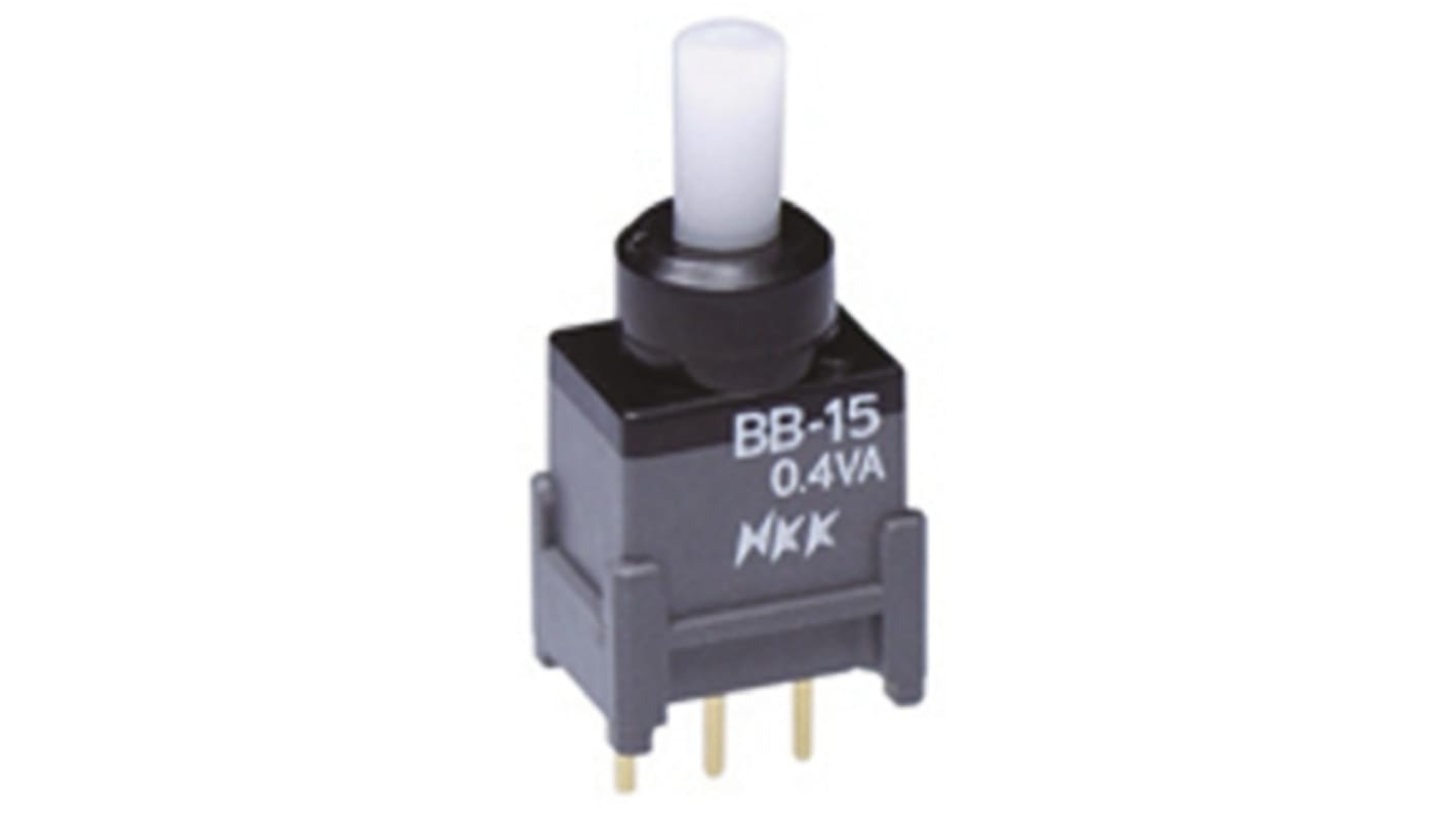 NKK Switches 押しボタンスイッチ, モーメンタリ, SPDT, 0.4 VA @ 28 V ac/dc PCB