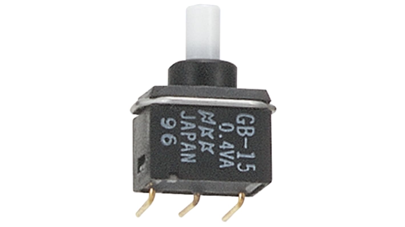 NKK Switches 押しボタンスイッチ, モーメンタリ, SPDT, 0.4 VA @ 28 V ac/dc PCB