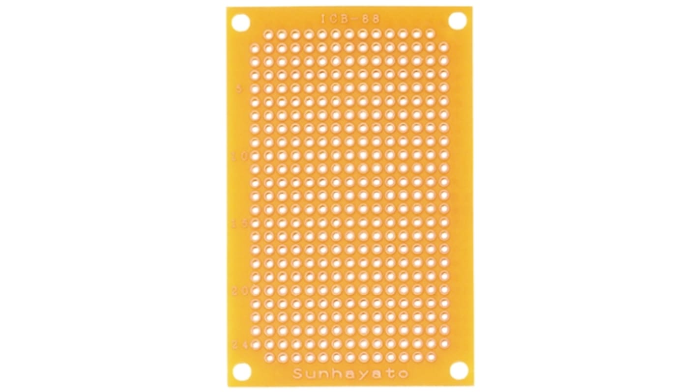 Sunhayato Single Sided Matrix Board FR2 1mm Holes, 2.54 x 2.54mm Pitch, 72 x 47 x 1.6mm