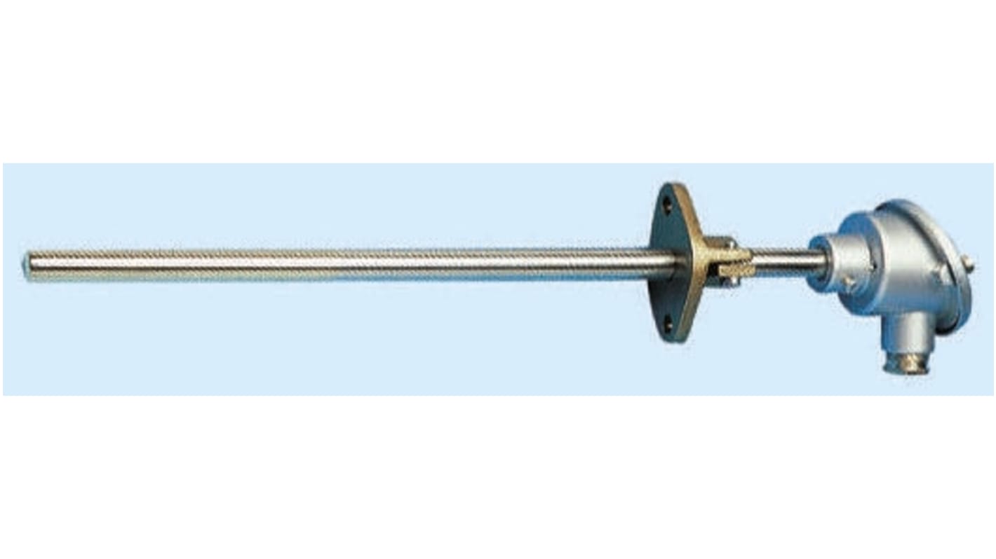 Jumo K型热电偶, 探头Φ15mm x 500mm, 可测+1200°C, 连接头接端, 不锈钢探头