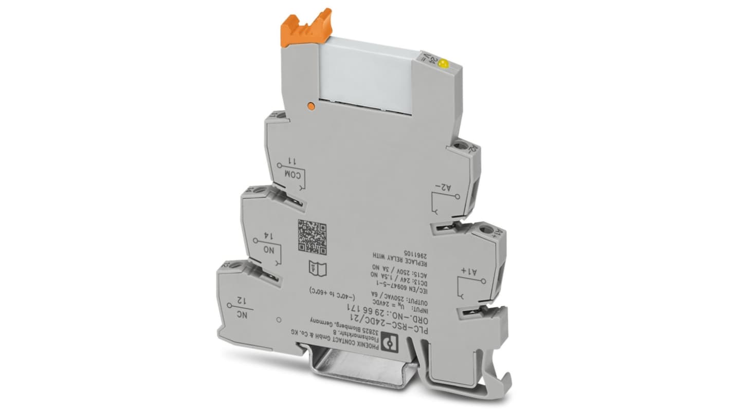 Relè d'interfaccia Phoenix Contact serie PLC-RSC-24DC/21, bobina 24V cc, Guida DIN, contatti SPDT