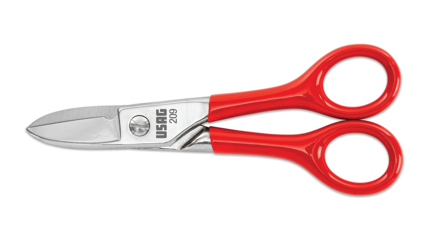 Forbici Usag 209 per Elettricisti, Acciaio al carbonio, lunghezza lama 33mm