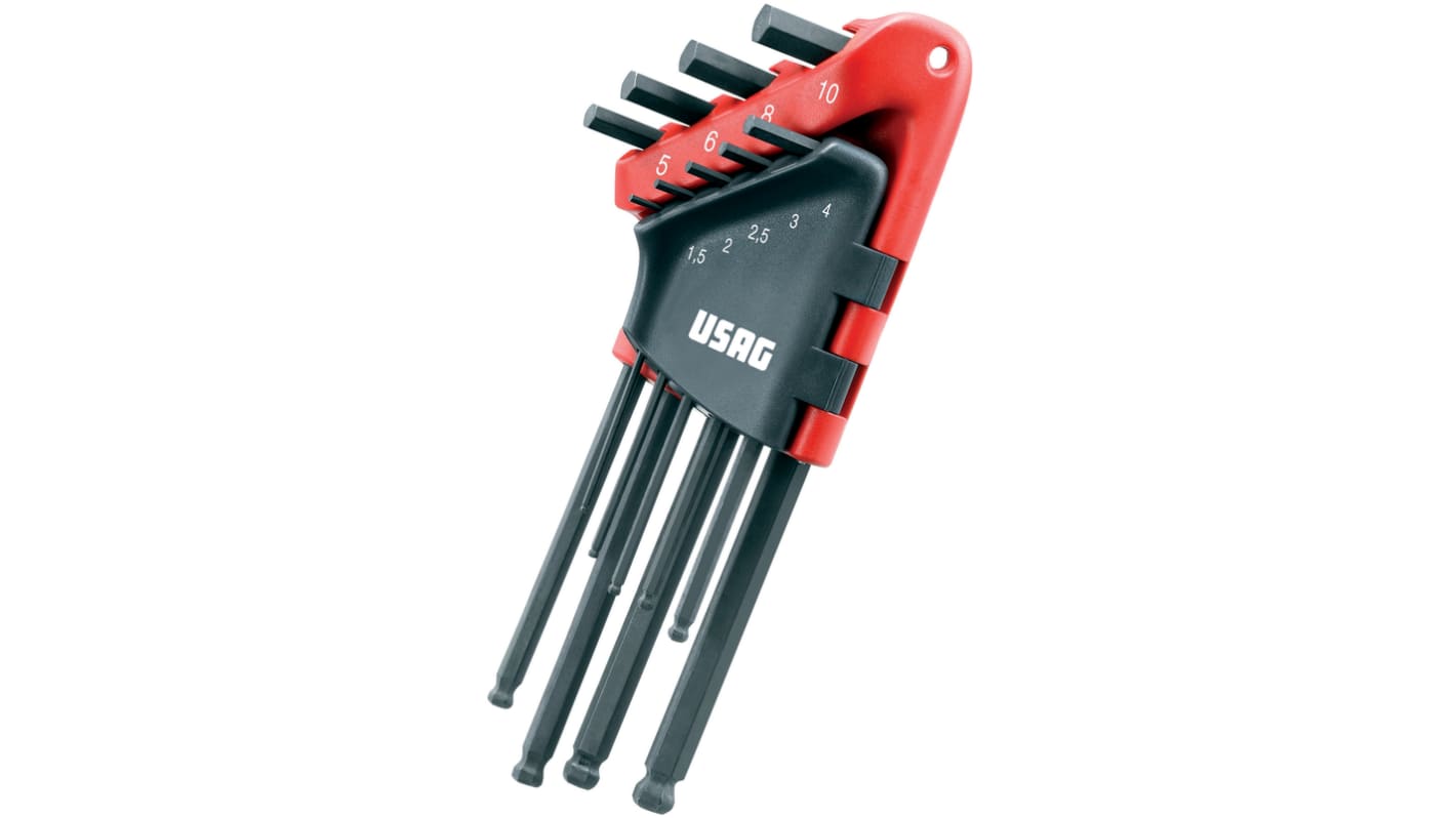 Set chiavi esagonali Usag, 9 pezzi, 1,5-2-2,5-3-4-5-6-8-10, con braccio Lungo