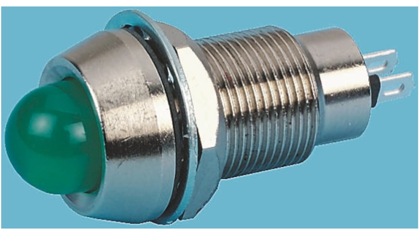 Marl Green Indicator, 12.7mm Mounting Hole Size, Solder Tab Termination