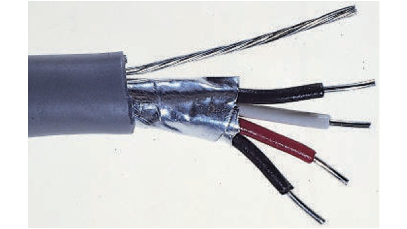 RS PRO Data Cable, 2 Pairs, 4 Cores, 0.64 mm², Screened, 22 AWG, 500m, Aluminium Foil-PET Tape Shield