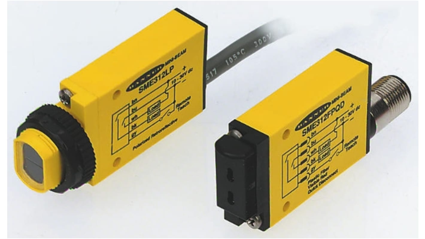 Banner Retroreflective Photoelectric Sensor, Block Sensor, 10 mm → 3 m Detection Range