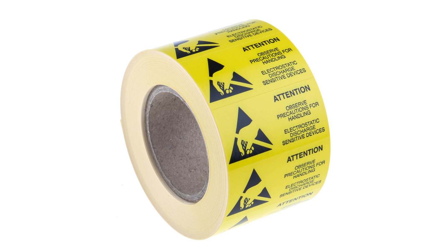Etichetta ESD "Attention", Adesiva, conf. da 1000 pz.
