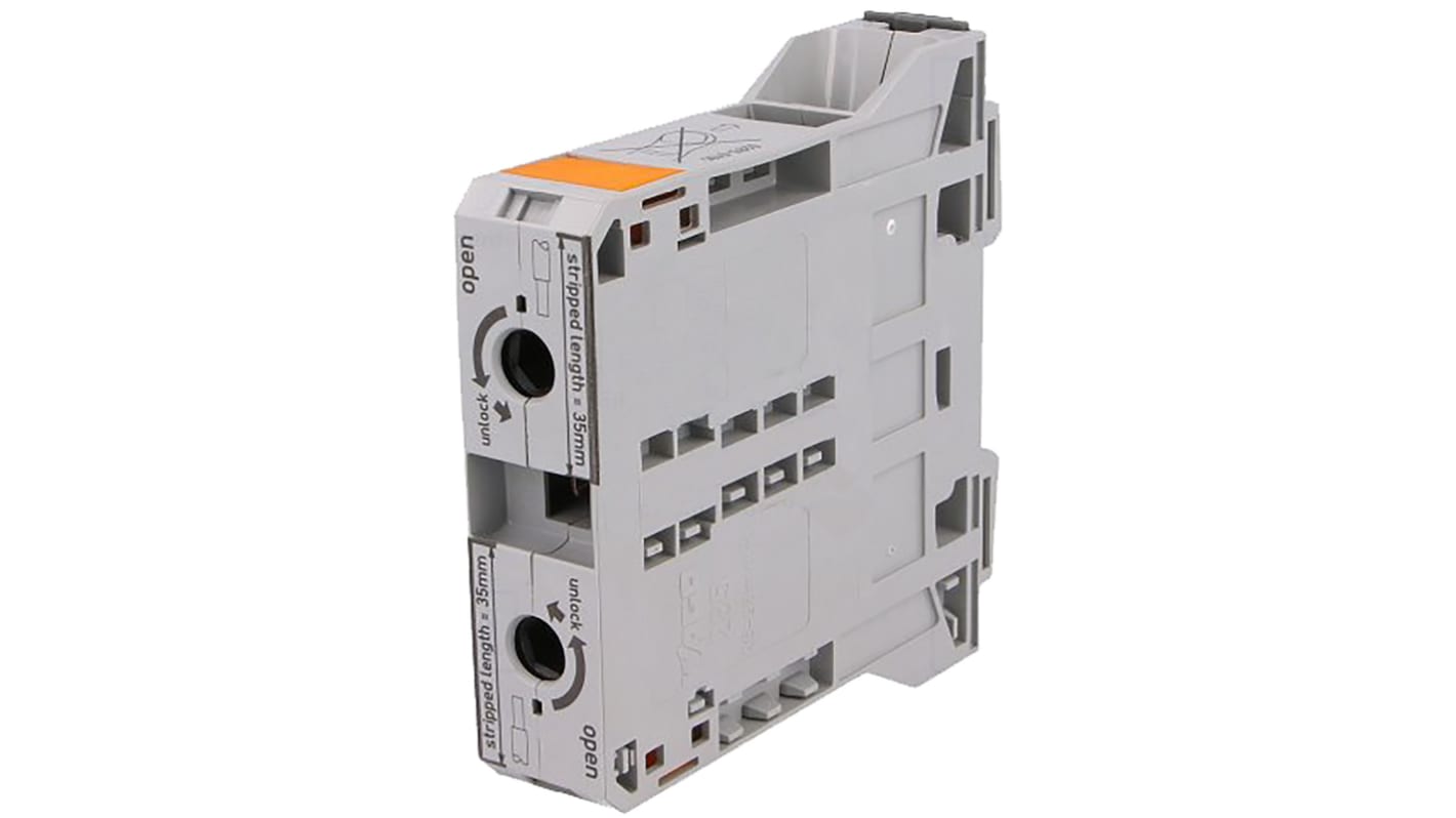 WAGO 285 Series Grey Feed Through Terminal Block, 95mm², Single-Level, Power Cage Clamp Termination