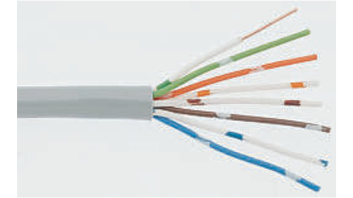 Cable Cat5e U/UTP RS PRO de color Gris, funda de PVC
