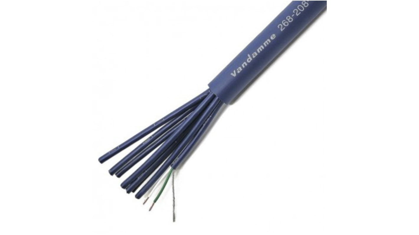 Van Damme Audio & Control Cable, 0.22 mm² CSA Screened, 12.2mm od, 50m, Blue