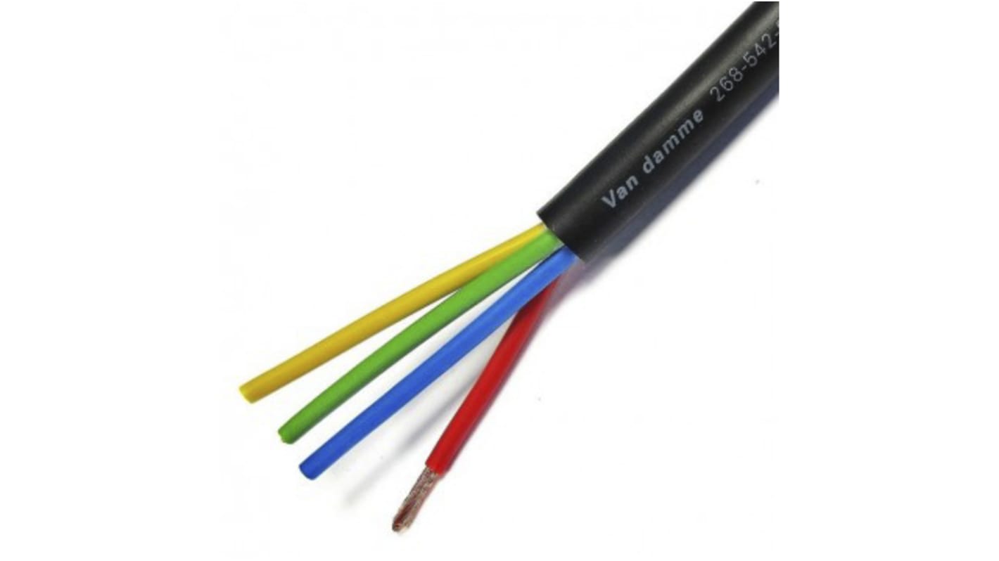 Van Damme 4 Core Speaker Cable, 2.5 mm² CSA, 10.25mm od, 50m, Black