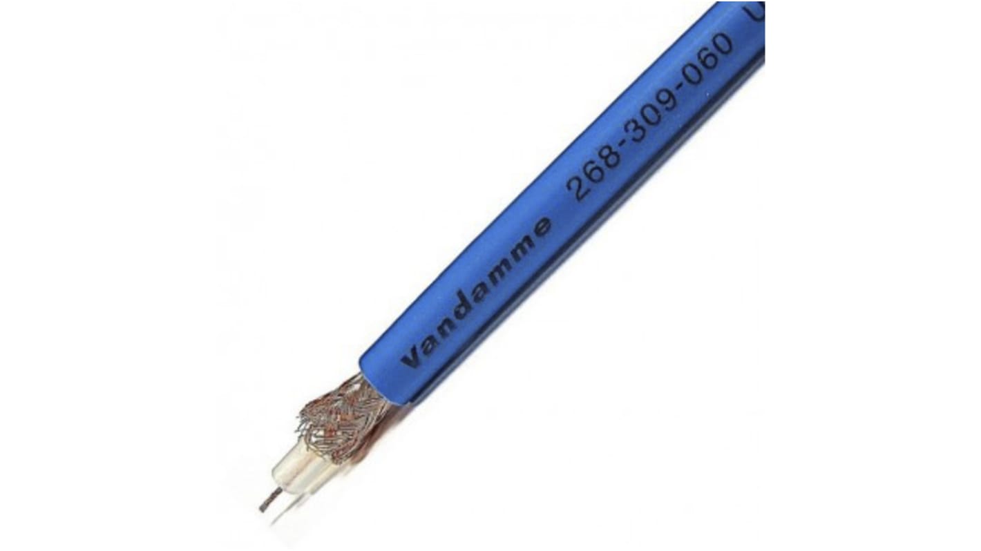 Van Damme Blå RG59 SDI-koaksialkabel, 75 Ω, 100m UD: 6.15mm