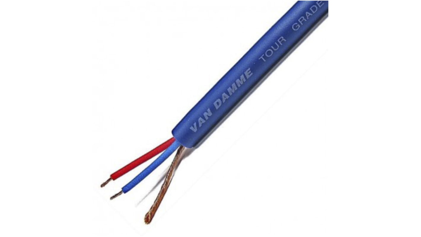 Van Damme Microphone Cable, 0.22 mm² CSA Screened, 6.35mm od, 100m, Blue