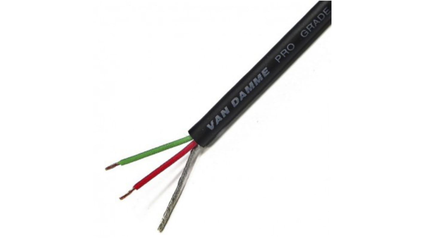 Van Damme Microphone Cable, 0.22 mm² CSA Screened, 4.85mm od, 100m, Black