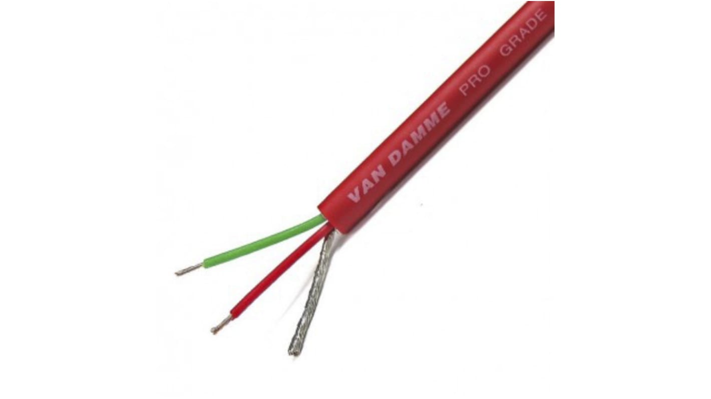 Van Damme Microphone Cable, 0.22 mm² CSA Screened, 4.85mm od, 100m, Red