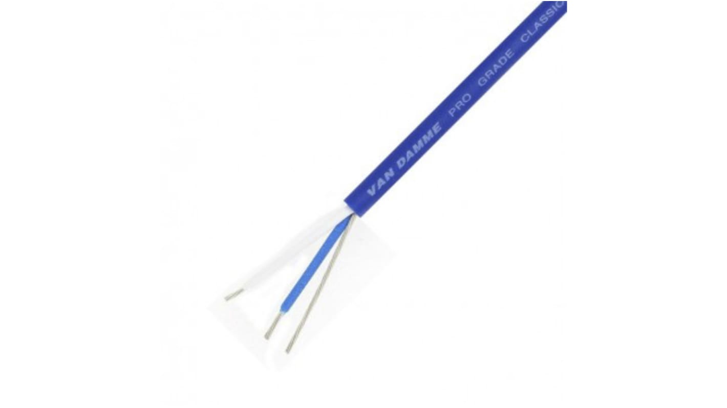 Van Damme Microphone Cable, 0.03 mm², 0.19 mm² CSA Screened, 3.5mm od, 100m, Blue