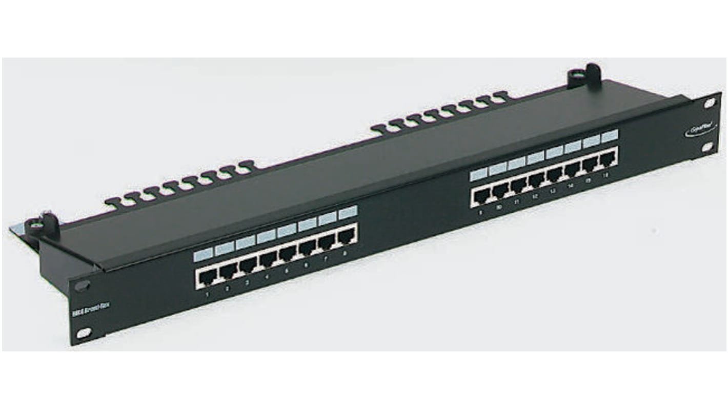 Panel de conexión RJ Brand-Rex GPCPNLF24OK2M, Cat5e, 24 puertos, RJ45, FTP, 1U, Negro, Serie GigaPlus