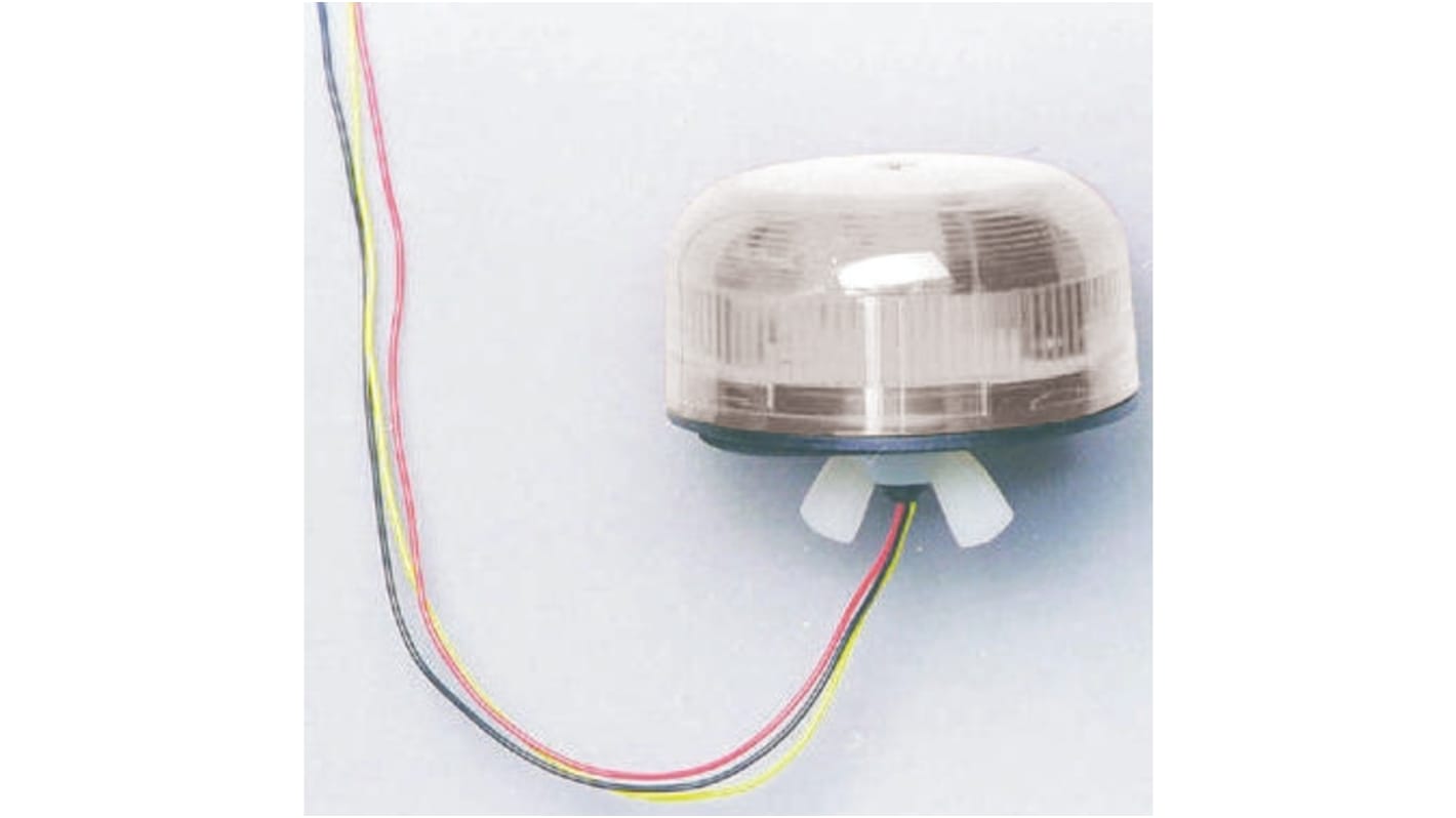 Klaxon 透明闪光氙气警示灯, 白色外壳, 12 V 直流，24 V 直流, Φ75mm底座, 表面安装