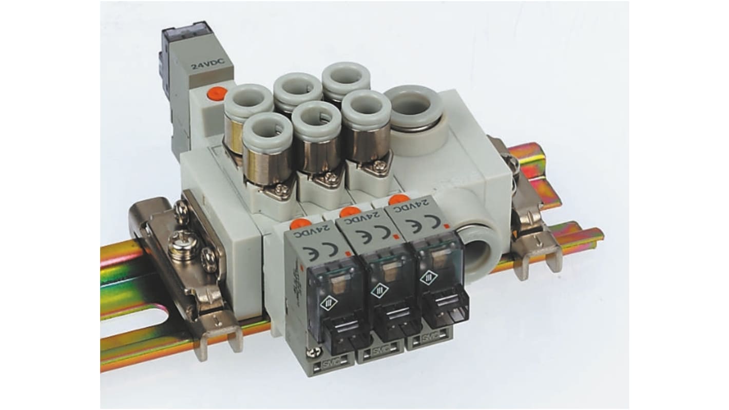 SMC SY5000 Pneumatik-Magnetventil 5/2, für DIN-Schienen G1/8, Magnet/Pneumatisch-betätigt 24V dc