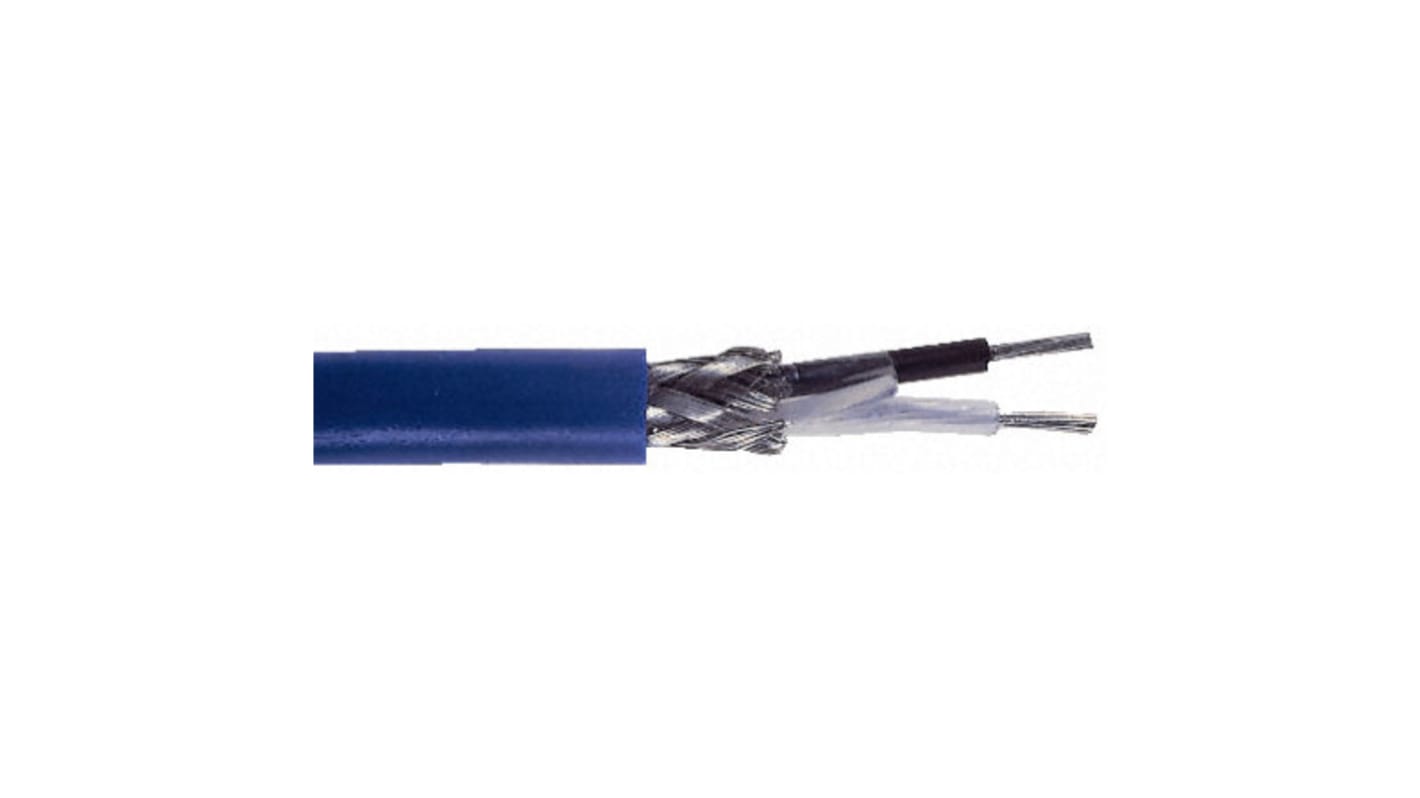 Belden Raucharm halogenfrei Twinaxialkabel PVC Blau 152m 78 Ω PE 6.2mm 64,616 pF/m