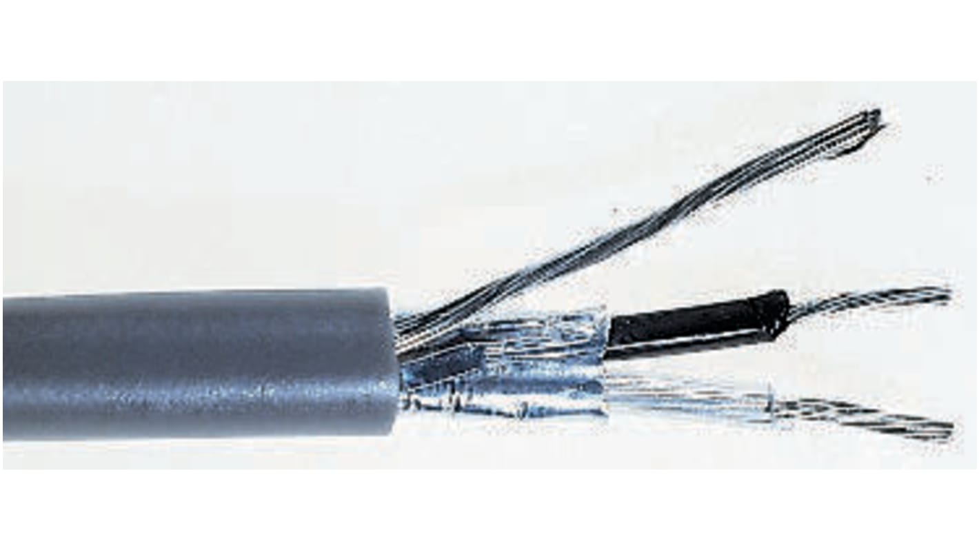RS PRO 2芯1对屏蔽线 0.5 mm²双绞线 数据电缆, 20 AWG, PVC灰色护套
