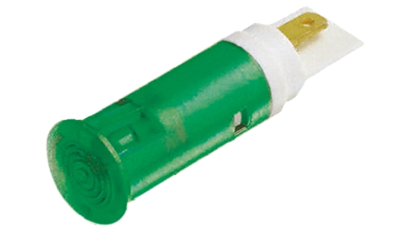 Signal Construct 绿色LED面板指示灯, 12 → 14V, 10mA, Φ5mm安装孔, 焊片端接, 嵌入式边框