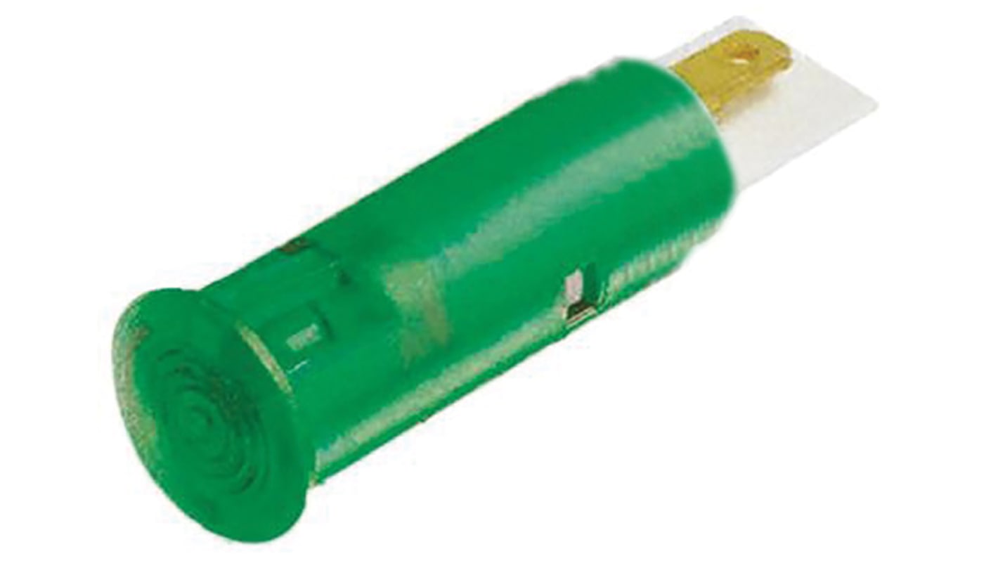 Signal Construct 绿色LED面板指示灯, 12 → 14V, 10mA, Φ6mm安装孔, 焊片端接, 嵌入式边框