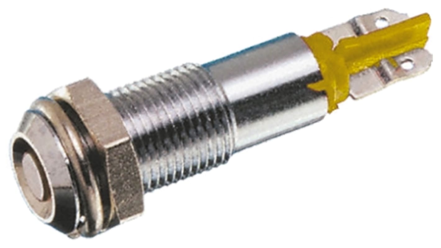 Signal Construct Yellow Panel Mount Indicator, 12 → 14V, 6mm Mounting Hole Size, Solder Tab Termination, IP67