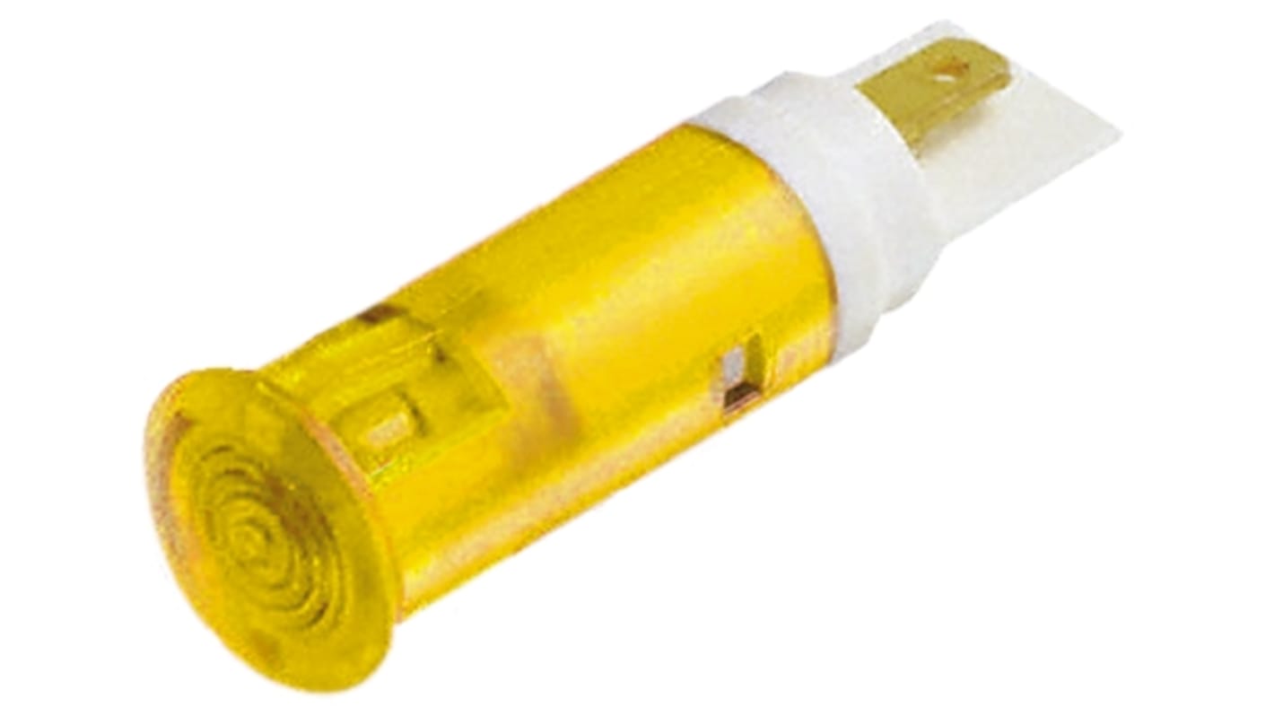 Signal Construct Yellow Panel Mount Indicator, 130V, 10mm Mounting Hole Size